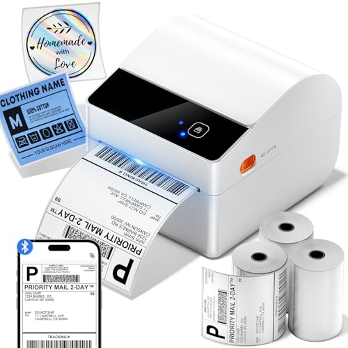 ASprink Bluetooth Thermal Label Printer with 750 Pcs Labels - color: White