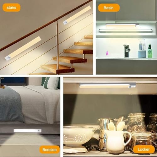 Under Cabinet Lighting Rechargeable 8 Inch 3Pack Wireless | 3 Color Dimmable Closet Light Battery Operated, USB Stick on LED Magnetic Under Counter Lights for Kitchen Stair - size: 8inch-3pack