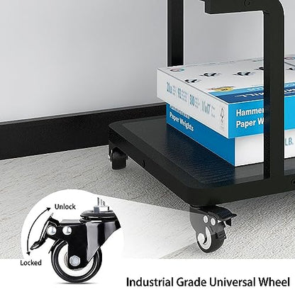 Natwind 2 Tier Laser Printer Stand,24''x20'' Under Desk Printer Cart, Black - color: Black