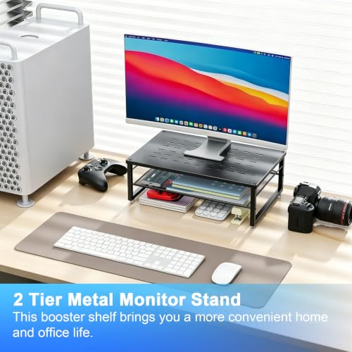 gianotter 2-Tier Metal Monitor Stand Riser - color: Black