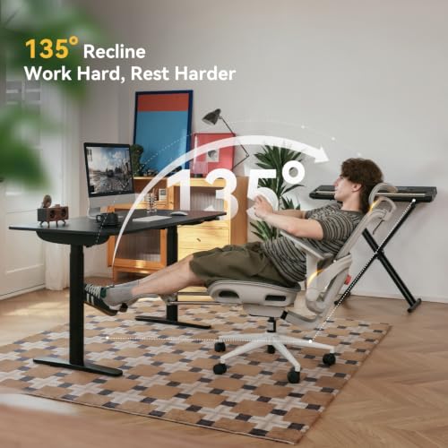 SIHOO B300 Pro Ergonomic Office Chair with Footrest, 4D Lumbar Support - color: Light Grey