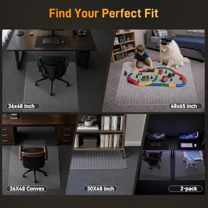Office Chair Mat for Low-Pile Carpet 36" x 48", Convex Extended Lip - size: 36" x 48" Convex (for low-pile carpet)