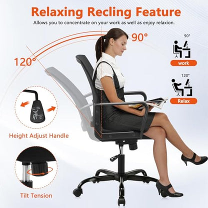 CLATINA Ergonomic Rolling Mesh Desk Chair with Executive Lumbar Support and Adjustable Swivel Design for Home Office Computer Black 6 Pack - size: 6 Pack