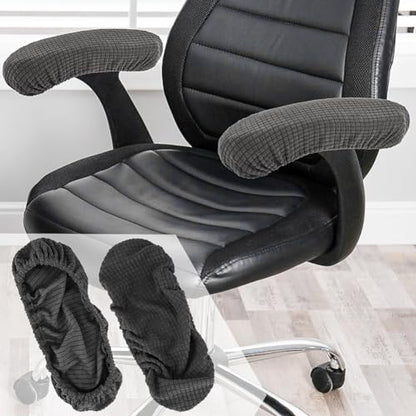 Kakalote Stretchable Office Chair Armrest Covers, 1Pairs Removable Arm Rest Slipcovers Elastic Arm Covers Protectors for Office, Desk, Gaming Chairs(Dark Grey-No Padding) - color: Dark Grey