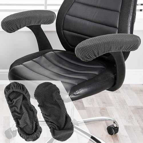 Kakalote Stretchable Office Chair Armrest Covers, 1Pairs Removable Arm Rest Slipcovers Elastic Arm Covers Protectors for Office, Desk, Gaming Chairs(Dark Green-No Padding) - color: Dark Green