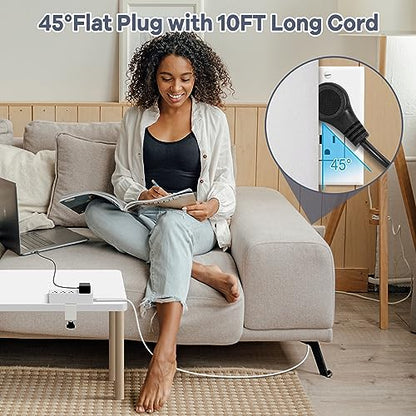 Desk Clamp Power Strip with USB C,Surge Protector Power Strip | 4 AC Outlets & 4 USB Ports Charging Station, Desktop Mount Surge Protector Extender, Multi Plug Outlet ,White - color: White