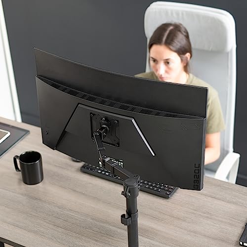 VIVO Single 13 to 38 inch Ultrawide Monitor Arm Desk Mount, Regular Screens up to 32 inches, 22 lbs capacity, Fully Adjustable Stand with C-Clamp and Grommet Base, Black, STAND-V001 - color: Black, size: 16" tall