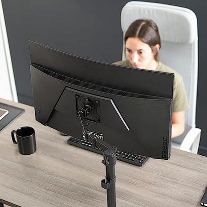 VIVO Single 13 to 38 inch Ultrawide Monitor Arm Desk Mount, Regular Screens up to 32 inches, 22 lbs capacity, Fully Adjustable Stand with C-Clamp and Grommet Base, Black, STAND-V001 - color: Black, size: 16" tall