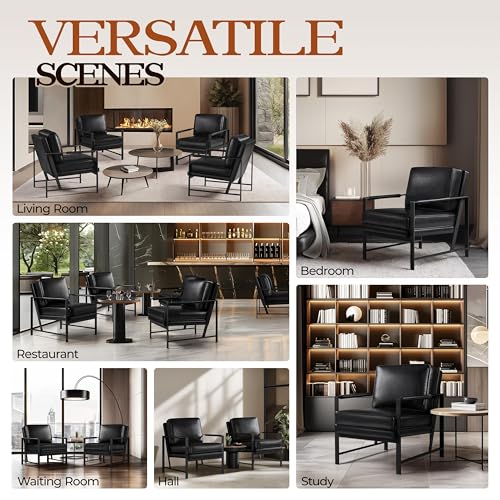 Yaheetech Mid-Century Modern Accent Chairs Set of 2, Black - color: Black, size: Set of 2