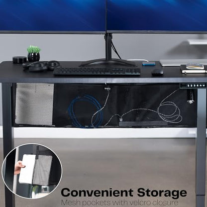 VIVO Black Clamp-on 48 inch Desk Cable Management Sleeve, DESK-SKIRT-48P | Privacy Desk Skirt, Cable Organizer, Wire Hider Kit Panel System - size: 48" Panel