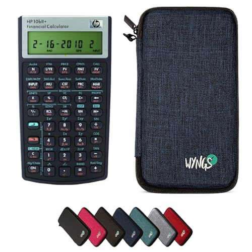 HP 10B II Plus/HP10BII+ Financial Scientific Calculator + WYNGS Protective Case Blue - color: blue
