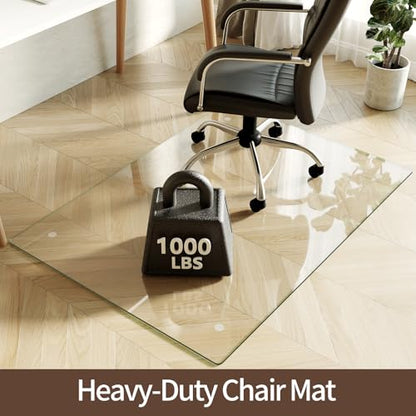 Koonmi Tempered Glass Chair Mat 36"x50" - Premium Office Chair Mat for Hardwood Floors & Low-Pile Carpet with 4 Non-Slip Pads - Thick Scratch-Resistant Surface - size: 36*50