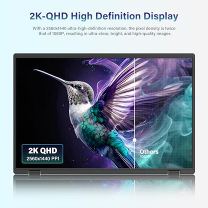 InnoView 18.5" Dual Portable Monitor 2K 200Hz 100% sRGB - Foldable & Stackable Design with 315° Screen Adjustment & 180° Stand | DP/USB-C/HDMI, Second Monitor for Laptop, Mac, Windows - size: 18"