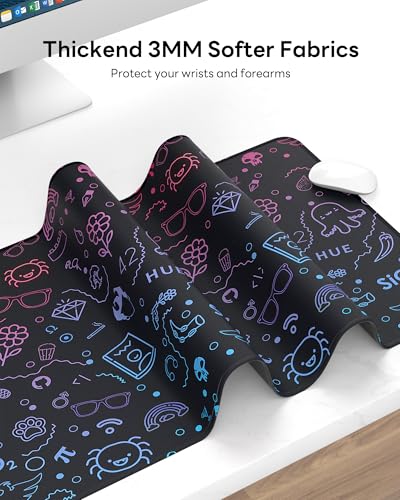 Mouse Pad 31.5x15.7in Large Desk Mat Non-Slip for Office - color: Cute Graffiti, size: 31.5" x 15.7"