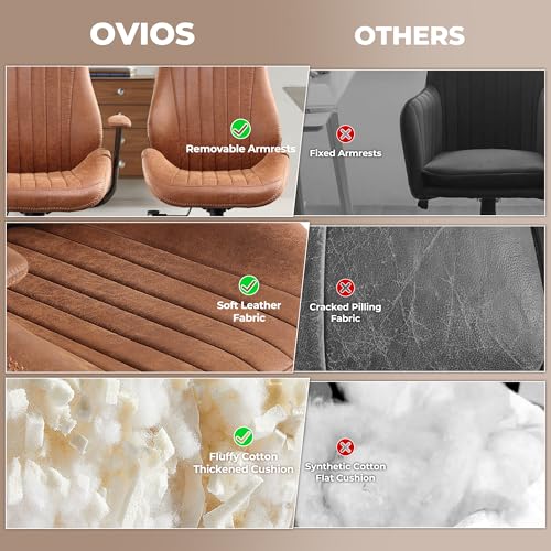 ovios Ergonomic Office Chair, High-Back Faux Suede Computer Executive Chair - color: Brown, size: High Back, Regular Cushion