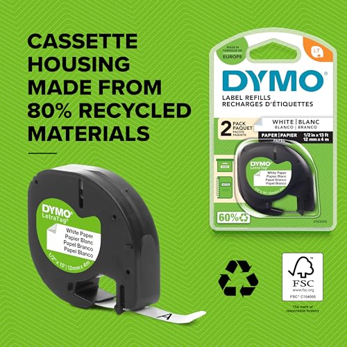 Dymo LetraTag LT-100H Label Maker Starter Kit | Handheld Label Maker Machine | with Paper & Clear Plastic Label Tape | Ideal for Office or Home