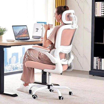 TRALT Office Chair Ergonomic Desk Chair - Gaming Chair with Lumbar Support | 330 LBS Home Office Desk Chairs with Headrest, Reading Chair with Flip-up Armrests, Comfortable Computer Chairs (1, Pink) - color: Pink