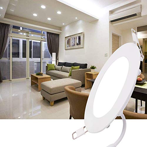 Dimmable 9W 5 inch Ultra-Thin Round LED Panel Light Ceiling, 800lm, 70W Incandescent Equivalent, 3000K Warm White, LED Recessed Lighting for Home, Office, Commercial Lighting - color: Warm White(3000K), size: 9W