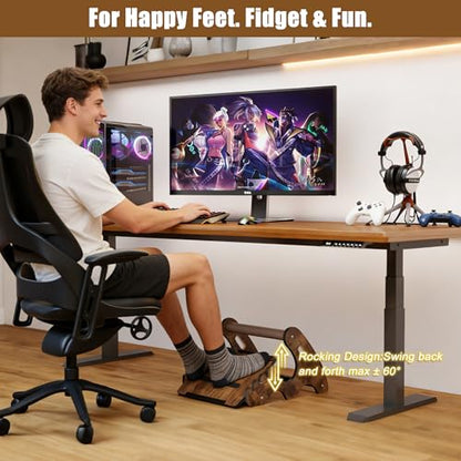 Upgraded Foot Rest Under Desk- Wooden Ergonomic Adjustable Rocking Foot Stool Under Desk with Soft Crossbar, 3 Height & Angle Settings, Non-Slip Surface for Improved Posture,Home & Office