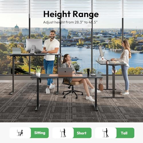 55 x 24 Inch Electric Standing Desk with Keyboard Tray, Black | 3-Year Free Motor Replacement, 28.3-46.5 in Height, 3 Presets, 45 dB or Less, 154 lb Capacity, Keyboard Tray - color: Black, size: 55X24