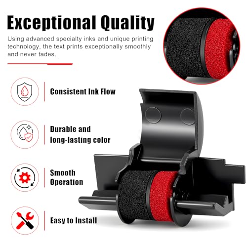 Compatible Calculator Ink Ribbon Roller 3 Pack, IR-40T CP-13 Black/Red Replacement for Casio HR-170RC HR-100TM, Canon P23-DHV P23-DHV-3, Sharp EL-1750V EL-1801V, Individually Sealed