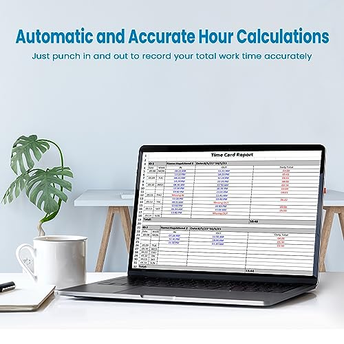 Time Clocks for Employees Small Business Automatic Calculate Hours, 0 Monthly Fees Fingerprint Time Clock, H2 Standalone Biometric Clock in Machine for Employees with 5 RFID Cards (No WiFi)