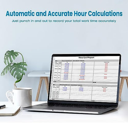 Time Clocks for Employees Small Business Automatic Calculate Hours, 0 Monthly Fees Fingerprint Time Clock, H2 Standalone Biometric Clock in Machine for Employees with 5 RFID Cards (No WiFi)