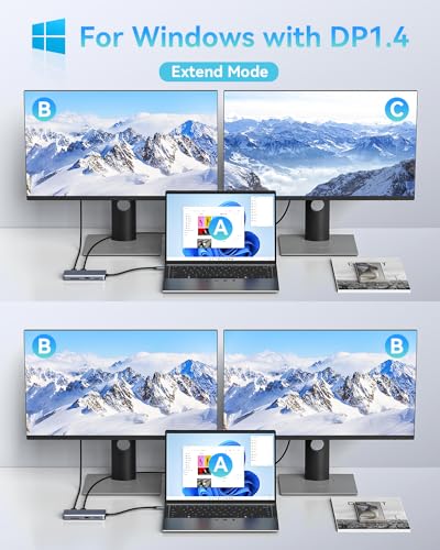 9-in-1 Docking Station Dual Monitor 4K LIONWEI USB C Hub for Laptop Mac - color: 9-in-1 (2 HDMI)