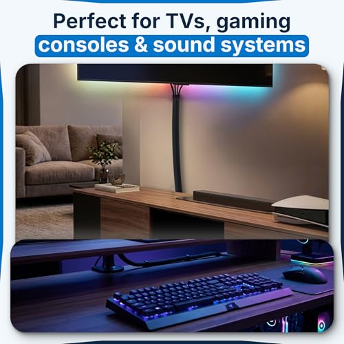 Cable Management Sleeve & Cord Organizer for Desks - Wire Management Cover to Wrap & Protect Messy Cables for Computers, TV & Electronics - 10 ft x 0.5"