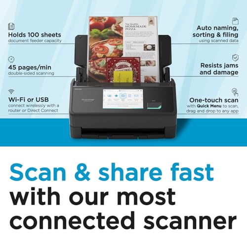 ScanSnap iX2500 Wireless or USB High-Speed Document Scanner, Black | Cloud Enabled | Photos & Receipts | Large Touchscreen | 100 page Auto Document Feeder | Mac or PC - color: ScanSnap iX2500 Black