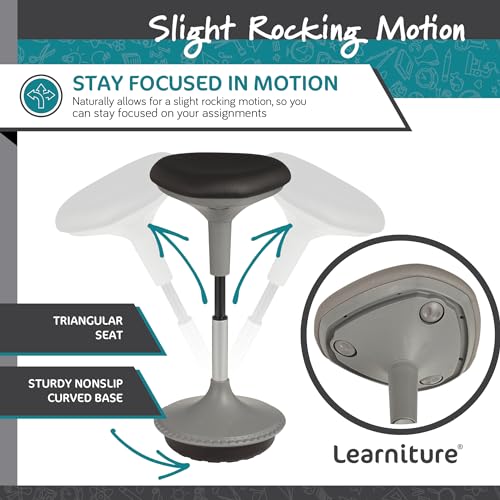 Learniture Adjustable Height Active Learning Stool for Office Desks and Classrooms, Foam-Padded Backless Wobble Stool with Rocking Motion, Black - color: Black