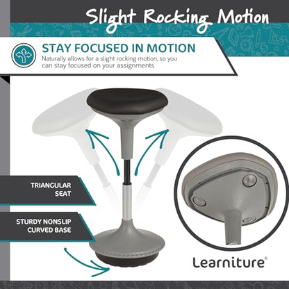 Learniture Adjustable Height Active Learning Stool for Office Desks and Classrooms, Foam-Padded Backless Wobble Stool with Rocking Motion, Black - color: Black
