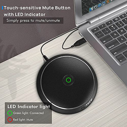 CMTECK Conference USB Microphone, Plug-and-Play Omnidirectional Desktop Mic | Omnidirectional condenser for clear audio,compact design. Ideal for video, streaming, YouTube. Works with macOS/Windows - color: WITHOUT SPEAKER（ dark black）