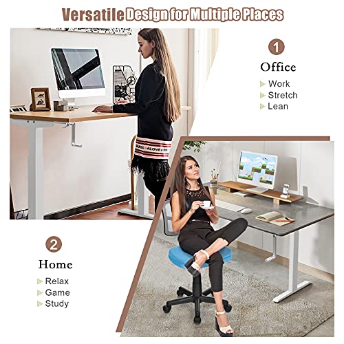 Sit to Stand Workstation Frame, Manual Height Adjustable Standing Desk Frame w/ Foldable Hand Crank, Cable Tray & Hanging Hook, Adjustable Footpads, Ergonomic Desk Frame for Home Office, Black (GREY) - color: Grey