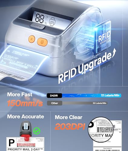 Phomemo Shipping Label Printer with Screen and Built-in Label Bin - color: White