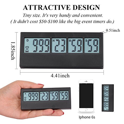 A AIMILAR Digital Countdown Days Timer 999 Days Count Down Timer for Vacation Retirement Wedding Lab Kitchen - color: Black