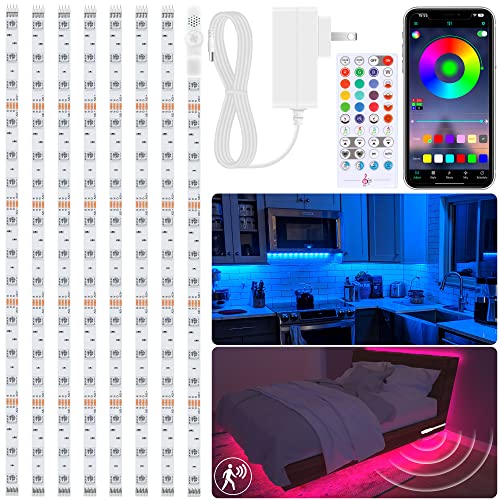 maylit 8 PCS Motion Sensor RGB Under Cabinet Lights Kit - size: 13FT with Motion Sensor