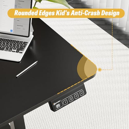 55"x24" Standing Desk, Height Adjustable Sit-Stand Home Office, Black | Electric Adjustable Standing Desk, Sit to Stand Computer Office Desk with Splice Board, Memory Preset, Lifts 28.7''-46.5" - color: Black, size: 55 inch