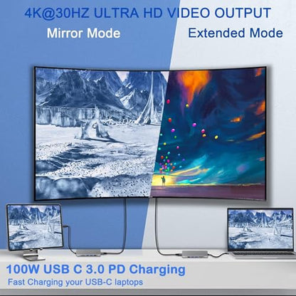 8-in-1 USB C Hub with M.2 NVMe SSD Enclosure, 4K HDMI, 100W PD, 10Gbps USB-C, USB3.1, SD/TF Card Reader for XPS, Dell, MacBook Pro, iPad Pro Upgraded - size: 8 in 1 Support SATA & NVMe
