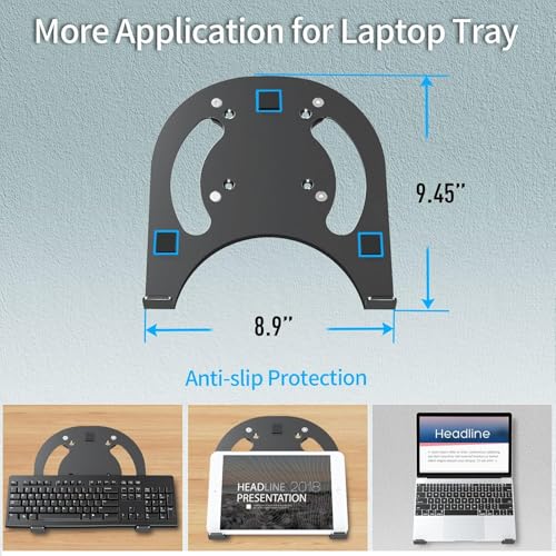 MOUNTUP Dual Monitor and Laptop Mount, Adjustable Monitor Stand for 2 Max 27" Computer Screens, Laptop Tray Fits 10-17inch Notebook, Holds 4.4-17.6lbs Per Arm, 3-in-1 Adjustable Monitor Desk Mount - size: Triple-With Pole