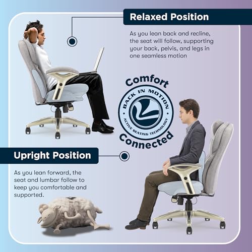 Serta Ergonomic Executive Office Chair Motion Technology Adjustable Mid Back Design with Lumbar Support, Light Gray Fabric - color: Light Gray Fabric