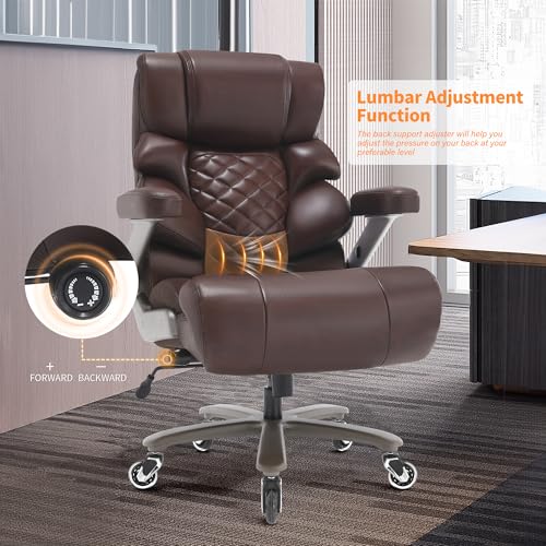 VUZI 700lbs Big and Tall Office Chair, Large Executive Leather Desk Chair - color: Brown