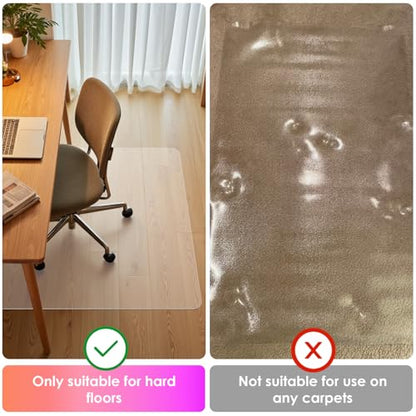 Azadx Clear Office Chair Mat 36'' X 48'', Durable Desk Chair Mat with Lip | Heavy Duty Plastic Office Floor Mat Under Rolling Chairs for Easy Glide and Protection (36" X 48" with Lip) - size: 36" X 48" with Lip