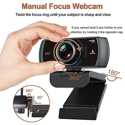 NexiGo N980P 1080P 60FPS Webcam with Microphone and Software Control, USB Computer Camera, Built-in Dual Noise Reduction Mics, 120° Wide-Angle for Zoom/Skype/FaceTime/Teams, PC Mac Laptop Desktop - color: black