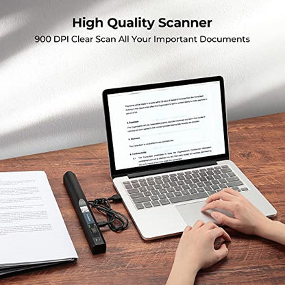 MUNBYN Portable Scanner, Photo Scanner for A4 Documents Pictures Pages Texts in 900 Dpi and 10.5“ x 1.6” x 1.2“ Hard Travel Case for Iscan