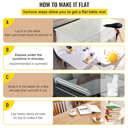 Custom Size Clear Table Cover Protector, PVC Desk Mat, Custom Shapes, Easy to Clean Burn-Proof, Waterproof Tablecloth for Kitchen, Dinning Room, Office Furniture Floor Surface Anti-Scratch