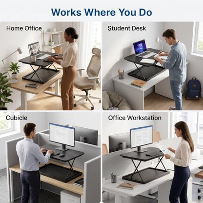 Uncaged Ergonomics Small Standing Desk Converter & Desk Riser (Black) - color: Black