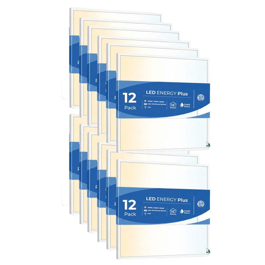 2X2 LED Flat Panel Light Emergency Battery Backup, 40W-3000K/4000K/5000K, 0-10V Dimmable, 4390 Lumens, LED Drop Ceiling Light, 100-277V, and UL Listed, Ultra Thin Back-Lit (12 Pack) - size: 12 Pack