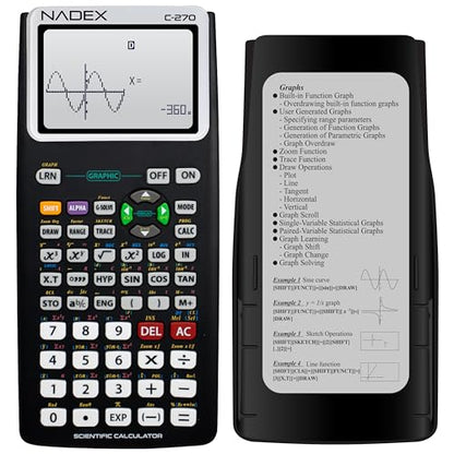 Scientific Calculator with Graphing, Includes Carrying Case, for College and High School Students, Calculus, Algebra, Geometry, Trigonometry, Statistics, Physics, Chemistry, Black - color: Black