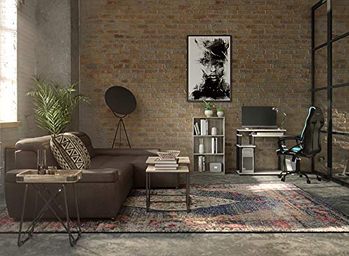 Furinno Abbott Computer Desk with Bookshelf, French Oak Grey/Black - color: French Oak Grey/Black, size: 19 Inch Wide